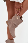 Leather Suede Women's Boots with Gathering Insulated Zazoo 4210 Beige