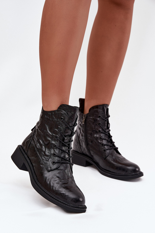 Damskie Botki Ocieplane Skóra Naturalna Czarne Artiker 57C1006