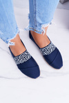 Navy Blue Fabric Toms Slip On Circle