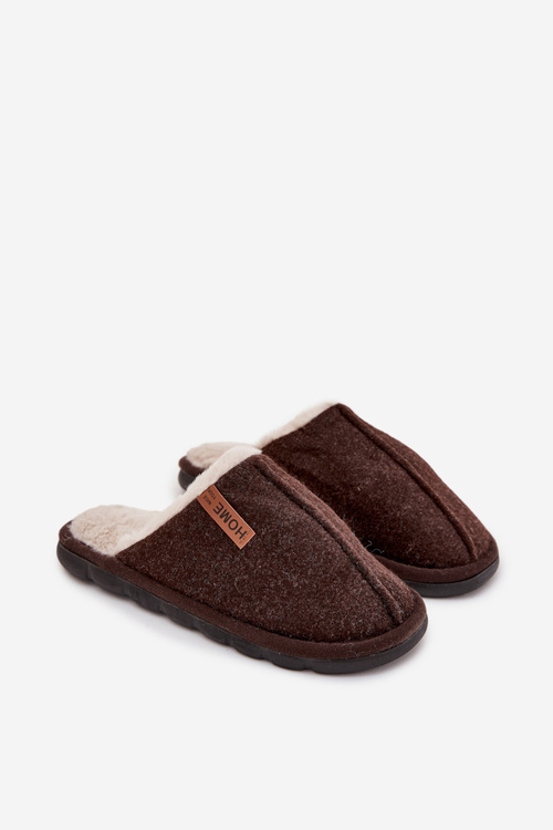 Men's slippers lined with warm fur chocolate Darielle