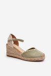 Suede Sandals Espadrilles With Wedge And Braided Detail Green Raylin