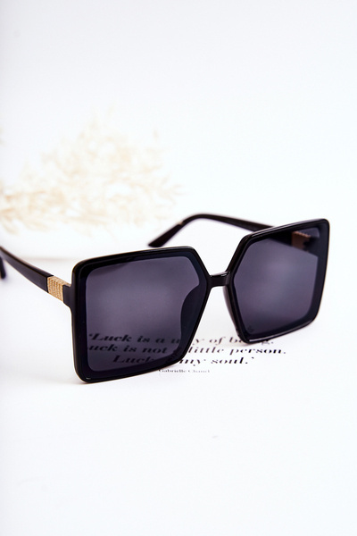 Women's Square Sunglasses V130032 Black and Gold