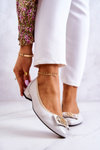 Leather Ballerinas With A White Decoration Golden Joliet