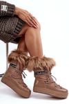 Women's Lace-up Dark Beige Snow Boots Santero