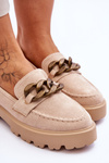 Suede Women's Moccasins S.Barski HX52-222 Beige