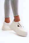 Women's Sneakers Made of Eco Leather on Chunky Platform White Chrisstin
