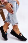 Women's Suede Loafers With Crystals Black Lucille