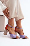 Leather Sandals On Heel Laura Messi 2759 Purple