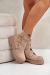 Warm Women's Boots With Buckles Beige Tiaeliana