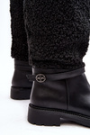 Women's Over-the-Knee Boots with Sheepskin Type Fleece Black Bellama