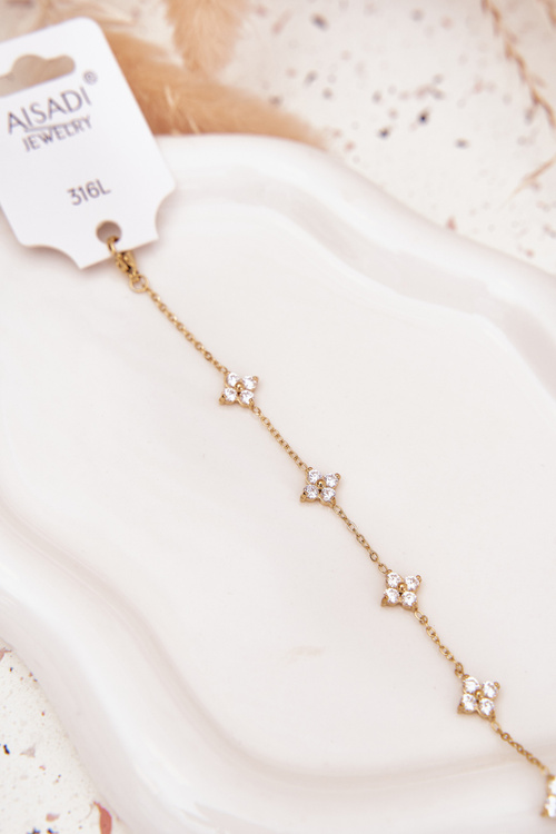 Bracelet With Flowers Surgical Steel Gold