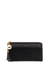 Leather Wallet with Tassel Black/Brown Madis