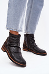 Leather ankle boots with perforated pattern Maciejka 05922-01 Black