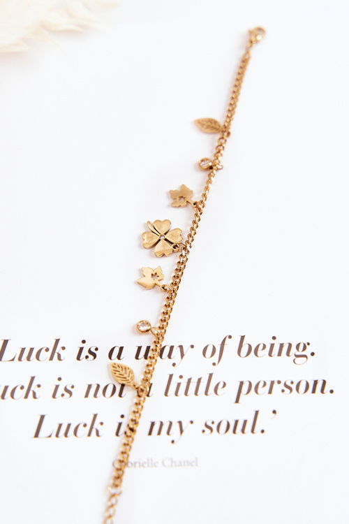 Bransoletka Modna Koniczyna Liście Złota