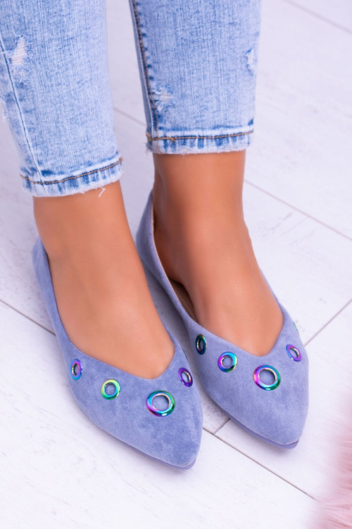 Lu Boo Blue Pointed Ballerinas Petrol Eyeliner Octavia