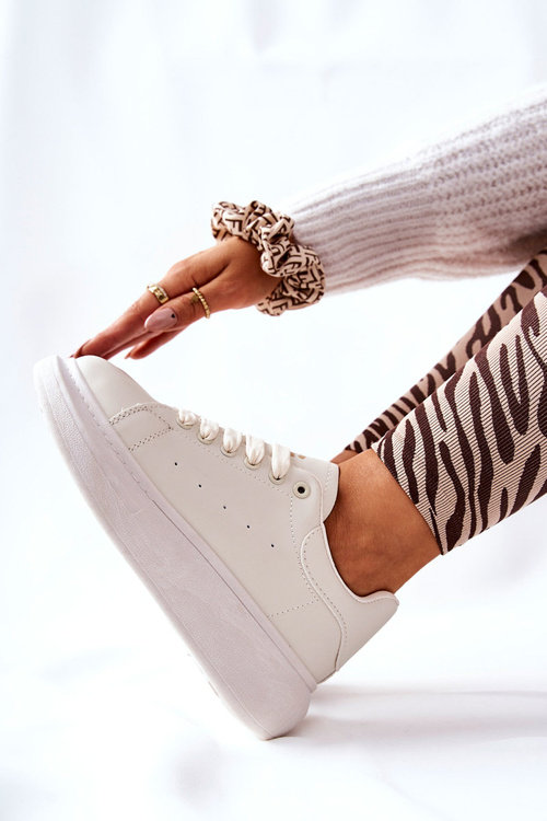 Leather Sneakers On A Platform Beige Lemmy