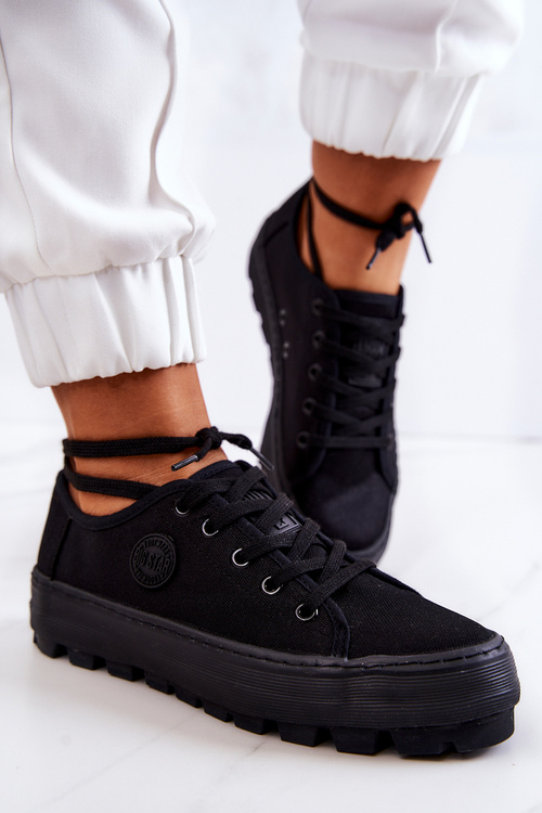 Trampki Damskie Na Platformie BIG STAR Czarne JJ274489
