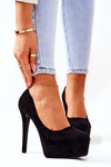 Classic Suede Platform Stilettos Black Silly