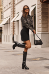 Women's Patent-Leather Boots On Heel Black Efatina