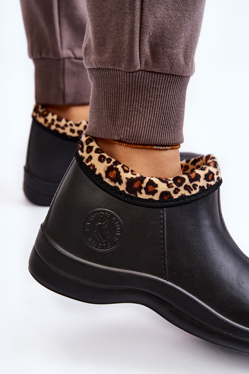 Women's Slip-On Warm Rain Boots Spots Black Izera