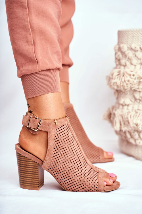 Women’s Boots Peep Toe Suede Spring Pink Paradise