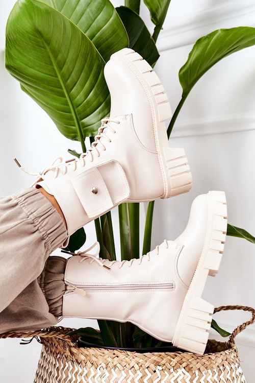 Insulated Boots With A Pocket Beige Awesome