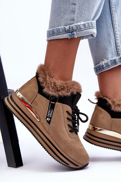 Fur Platform Sports Shoes Dark Beige Jamarie