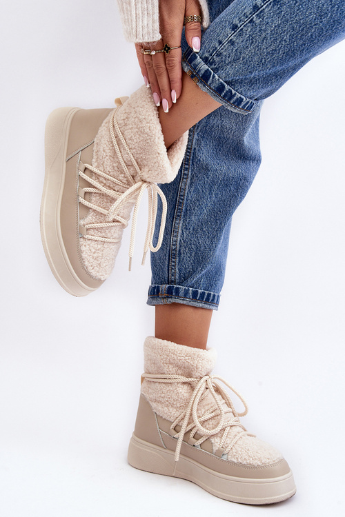 Women's Snow Boots on Platform Light Beige Ahatissa