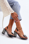 Transparent sandals on a stiletto with decorations S.Barski MR38-356 Black
