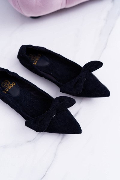 LU BOO Black Moments Ballerinas with Detachable Bow