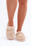 Women’s Furry Slippers With Bear And Decorative Elements Beige Innalise