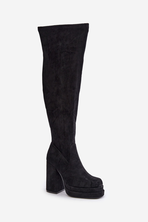 Knee High Heeled And Platform Boots Black Nadelian