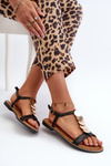 Women's Black Flat Sandals Made of Eco Leather Jeritellia