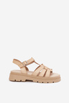 Eco Leather Women's Sandals On Platform Beige Nendales