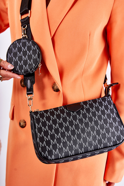 Torebka Listonoszka Portmonetka Damska 3w1 Czarna Bormea