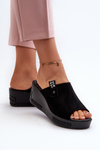 Women's Black Wedge Sandals Vleni
