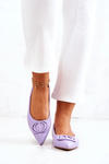 Leather Pointed Ballerinas Purple Rachelle