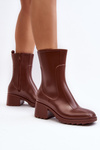 Women's Matte Boots Botki On Heel Brown Bertaida