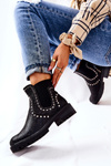 Flat heeled boots studded black Shivers