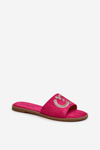 Women's Flat Sequined Slides S.Barski KV27-052 Fuchsia
