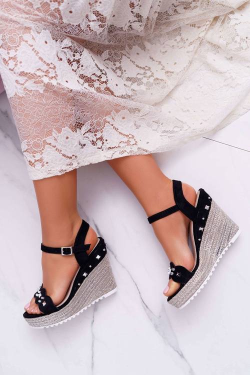 Women's Sandals On Anchor With Rhinestones With Studs Black Alenni