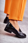 Półbuty Skóra Loafery Czarne Trine