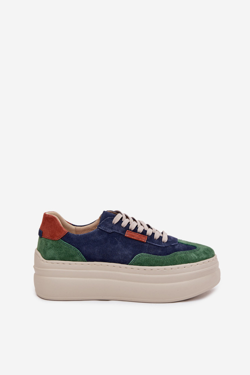 Suede Women's Sneakers On Platform Zazoo N1269S3 Green-Blue