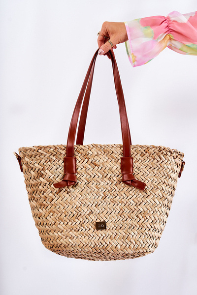 Braided Beach Bag NOBO XM0020-CM17 Beige-Brown