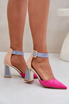 Heeled Sandals With Pointed Toes Fuchsia Gekkaria