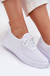 Women White Fabric Slip-On Sports Shoes on Platform Kalyra