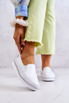 Tenisówki Skórzane Slip-On Damskie Białe