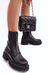 Leather Boots With Flat Heel And Zip Black Vimal