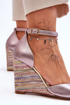 Leather Wedge Sandals Laura Messi 2603/783 Silver