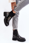 Black patent leather women's ankle boots with flat heel Rellisa